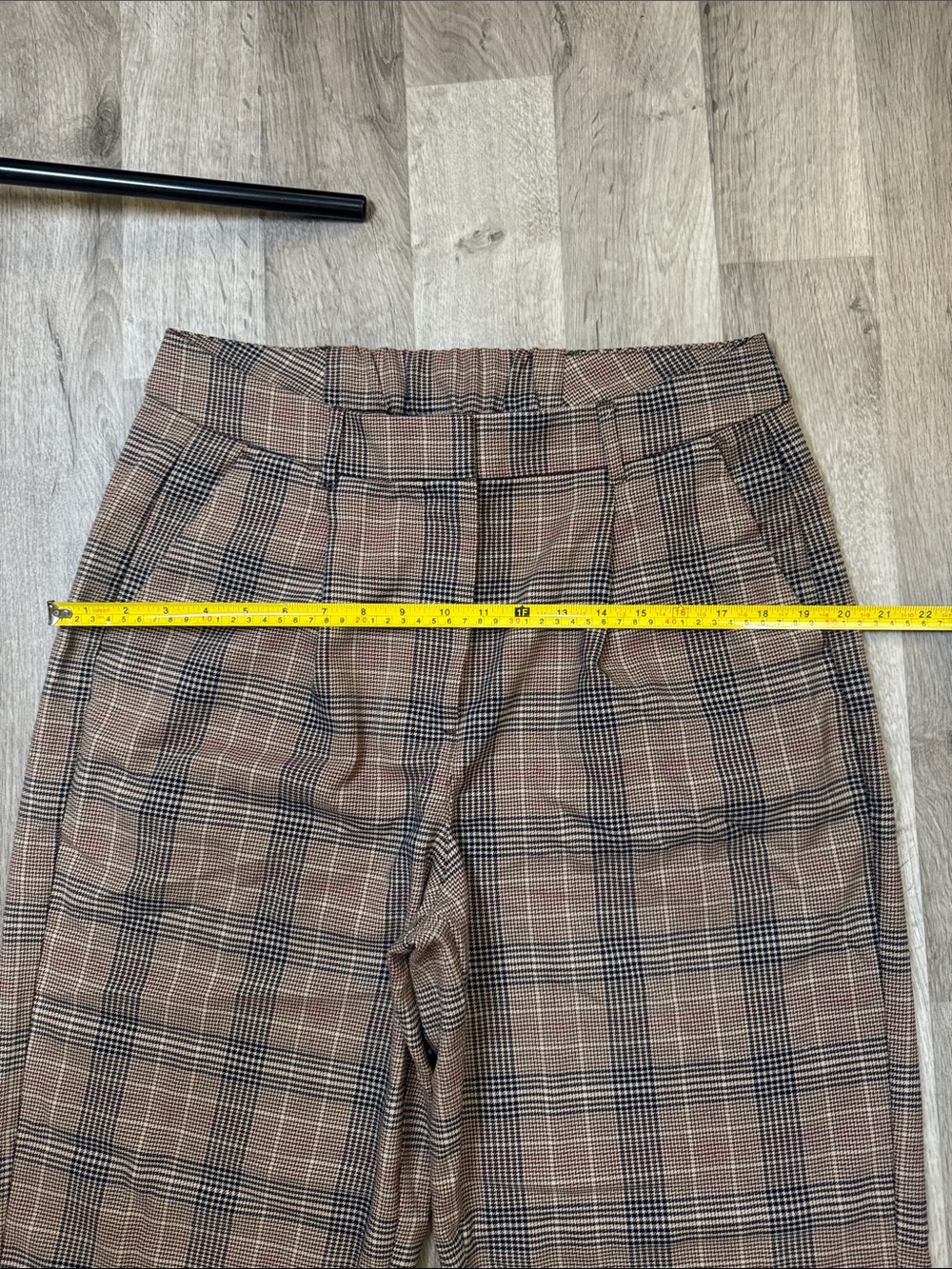Old Navy Brown Plaid Taylor Wide Leg Trouser Dress Pants with Black Check. SizeL - Picture 5 of 13
